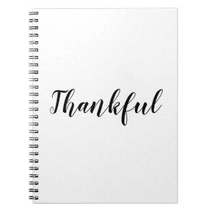 Thankful black white custom script text cute notebook