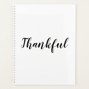 Thankful black white custom script text cute planner