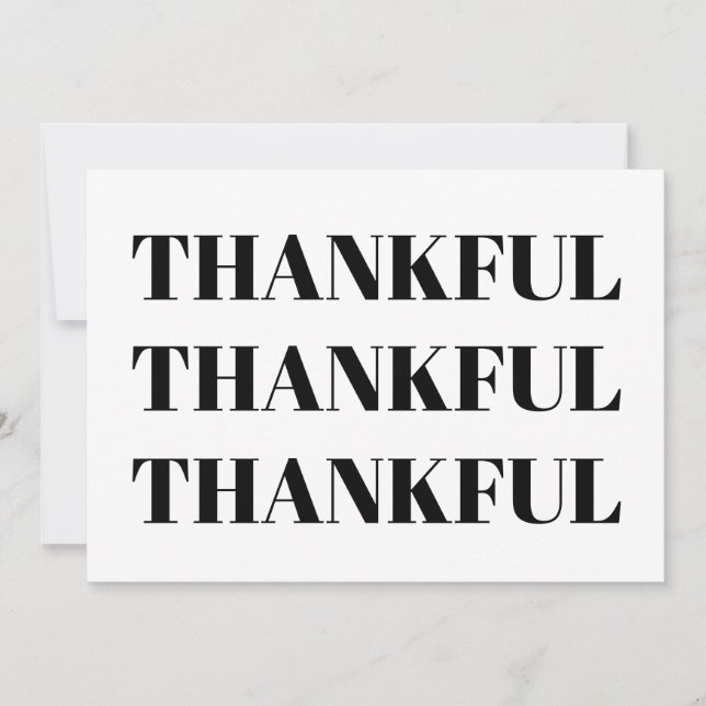 Thankful black & white modern thanksgiving card (Front)