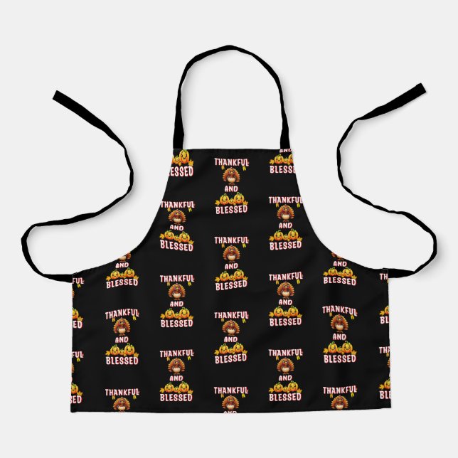 Thankful Blessed 23 US Maple November Thanksgiving Apron (Front)
