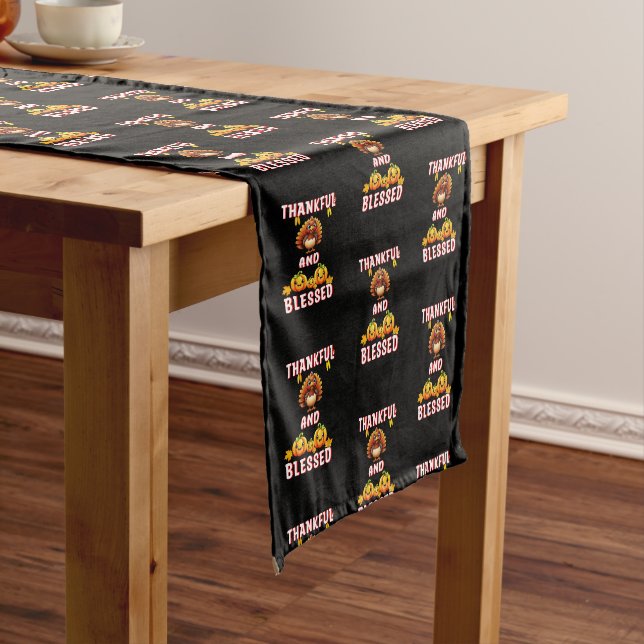 Thankful Blessed 23 US Maple November Thanksgiving Medium Table Runner (In Situ)