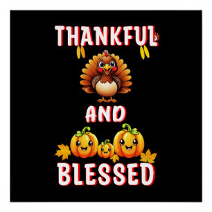 Thankful Blessed 23 US Maple November Thanksgiving Poster
