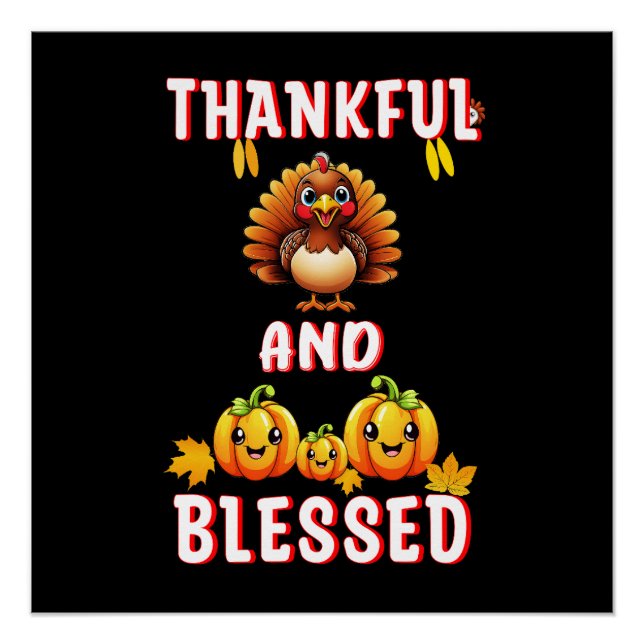 Thankful Blessed 23 US Maple November Thanksgiving Poster (Front)