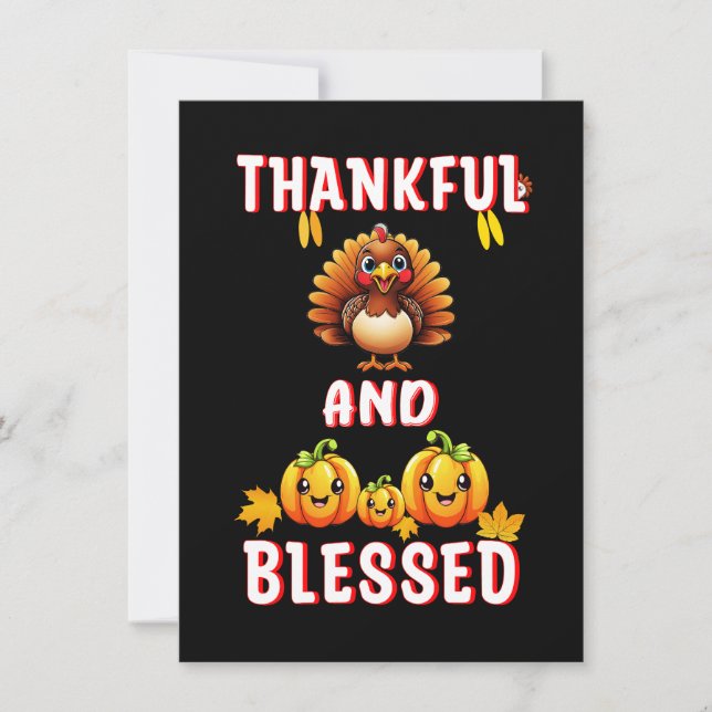 Thankful Blessed 23 US Maple November Thanksgiving Thank You Card (Front)