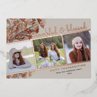Thankful & Blessed 3 Photos Thanksgiving Rose Gold