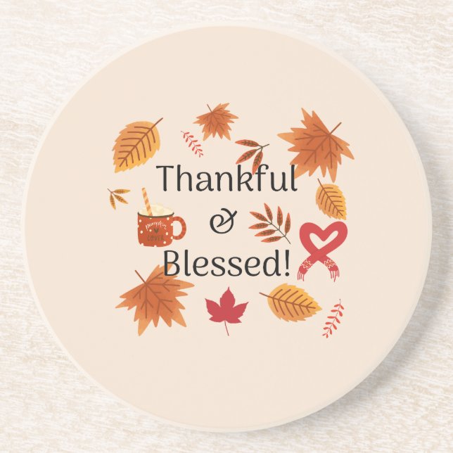 Thankful & Blessed Fall Design Coaster (Front)