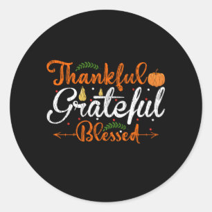 Thankful Blessed Family Kids Matching Thanksgiving Classic Round Sticker
