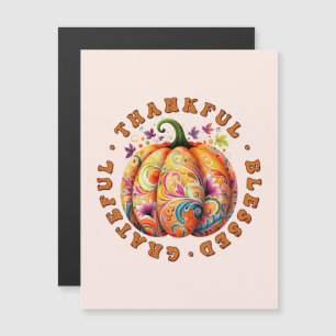 Thankful, Blessed, Grateful Floral Pumpkin