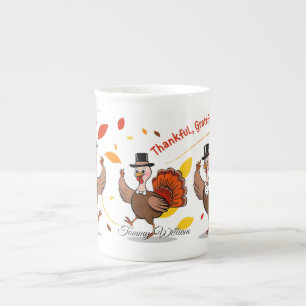 Thankful Blessed Grateful Happy Thanksgiving Bone China Mug
