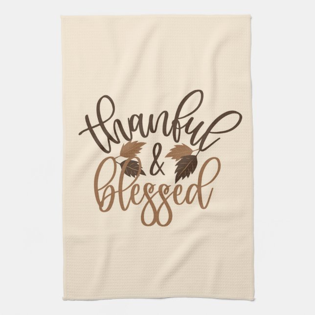 Thankful & Blessed Kitchen Towel (Vertical)