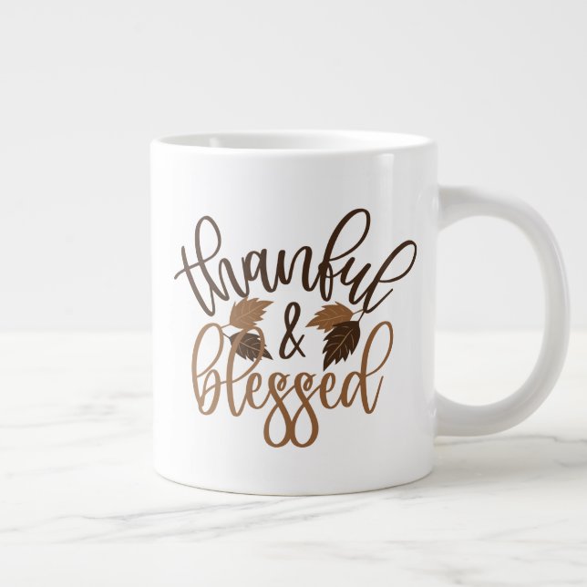 Thankful & Blessed Large Coffee Mug (Right)
