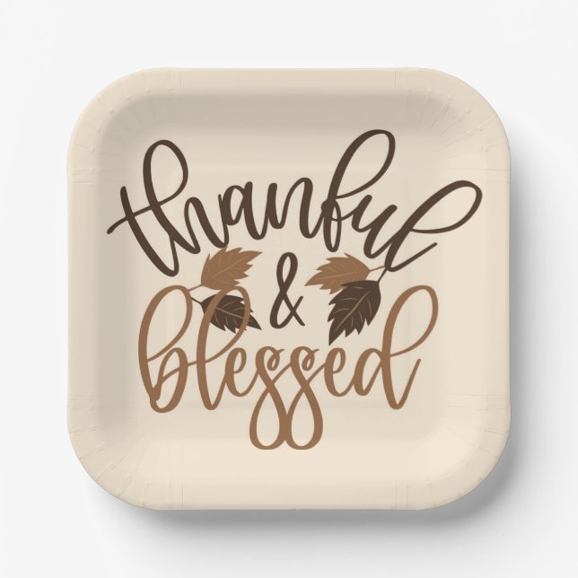 Thankful & Blessed Paper Plate (Front)