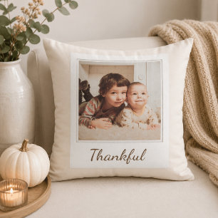 Thankful & Blessed Polaroid Photo Custom Gift Throw Pillow