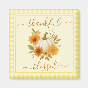 Thankful & Blessed Pumpkin Fall Thanksgiving Magnet