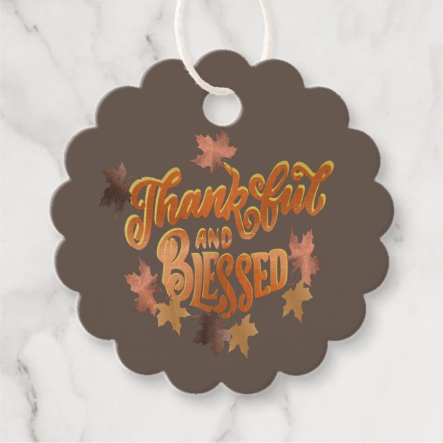 Thankful & Blessed Thanksgiving Gift Tags (Front)