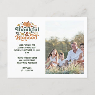Thankful & Blessed Thanksgiving Photo Invitation  Postcard