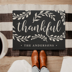 Thankful Branches   Personalized Doormat