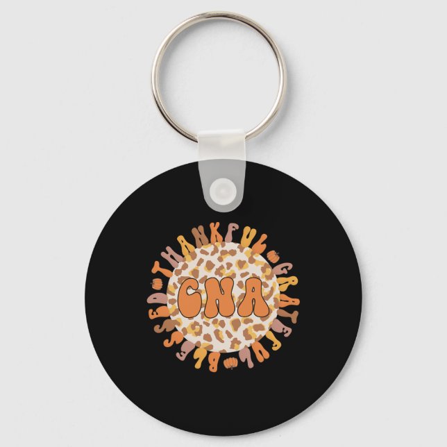 Thankful Certified Nursing Istant Thanksgiving Cna Keychain (Front)