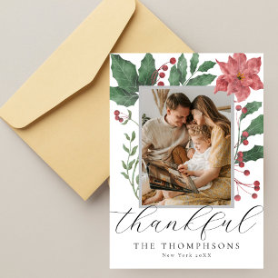 Thankful Chic Winter Botanicals Photo  Holiday Card