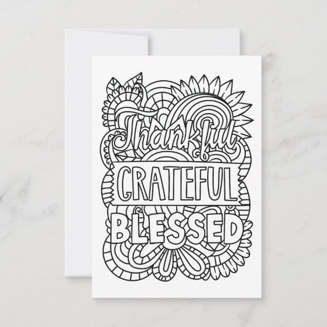 Thankful Colour Your Own Note Card (Front)