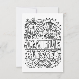 Thankful Colour Your Own Note Card
