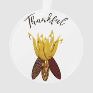 Thankful - Colourful Autumn Indian Corn Ornament