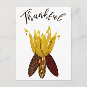 Thankful - Colourful Autumn Indian Corn Postcard
