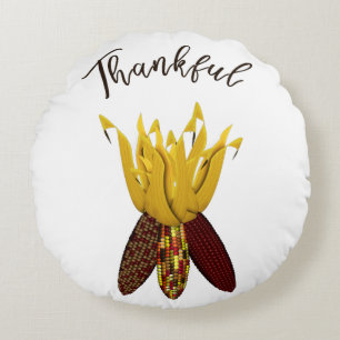 Thankful - Colourful Autumn Indian Corn Round Pillow