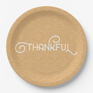 Thankful • Cute autumn damask plates