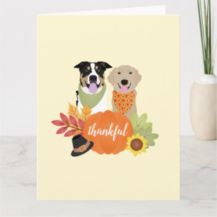 Thankful Dogs Thanksgiving Harvest Pumpkins Card