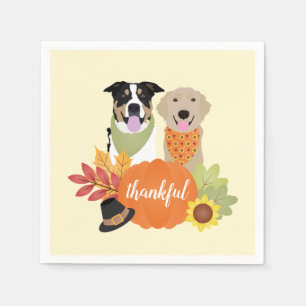 Thankful Dogs Thanksgiving Harvest Pumpkins Napkin