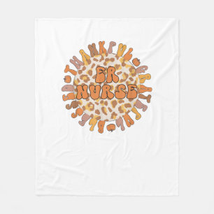 Thankful Emergency Nurse Thanksgiving ER Nurse  Fleece Blanket