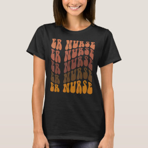 Thankful ER Nurse Autumn Nurse Retro Groovy Thanks T-Shirt