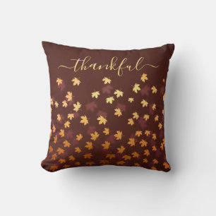 Thankful Fall Autumn Leaves Thanksgiving Throw Pillow