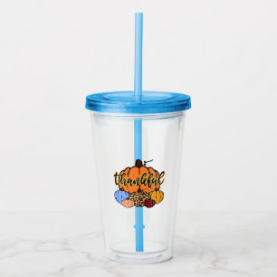 Thankful Fall Pumpkins Design Acrylic Tumbler