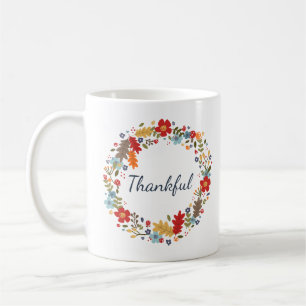 Thankful Fall Wreath Mug Thanksgiving Gift 