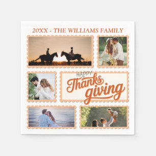 Thankful Family Thanksgiving Photo Collage Keepsak Napkin