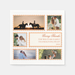 Thankful Family Thanksgiving Photo Collage Party Napkin