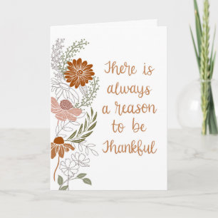 Thankful Flowers and Leaves Blank Inside Card