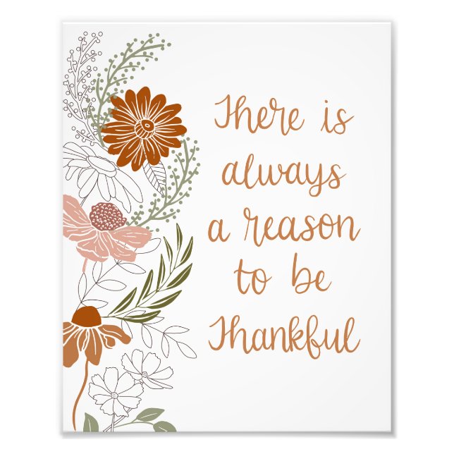 Thankful Flowers and Leaves  Photo Print (Front)