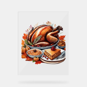 Thankful & Fly Turkey – Colorful Urban Cartoon Ove Acrylic Sign