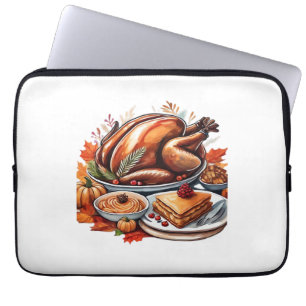 Thankful & Fly Turkey – Colorful Urban Cartoon Ove Laptop Sleeve