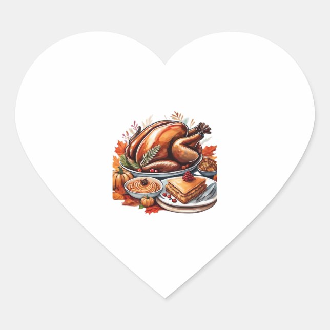 Thankful & Fly Turkey – Colourful Urban Cartoon Ov Heart Sticker (Front)