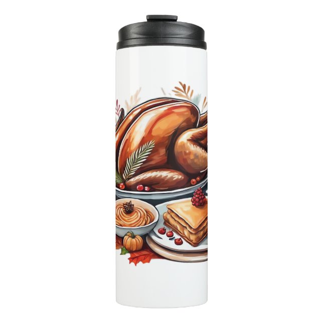 Thankful & Fly Turkey – Colourful Urban Cartoon Ov Thermal Tumbler (Front)