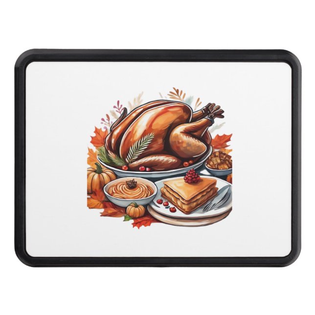 Thankful & Fly Turkey – Colourful Urban Cartoon Ov Trailer Hitch Cover (Front)