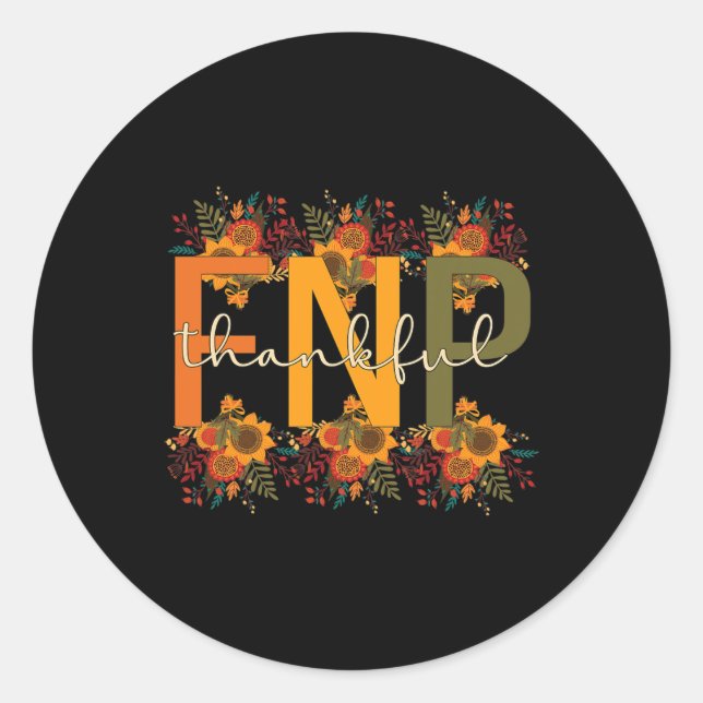 Thankful FNP Thanksgiving Family Nurse Practitione Classic Round Sticker (Front)