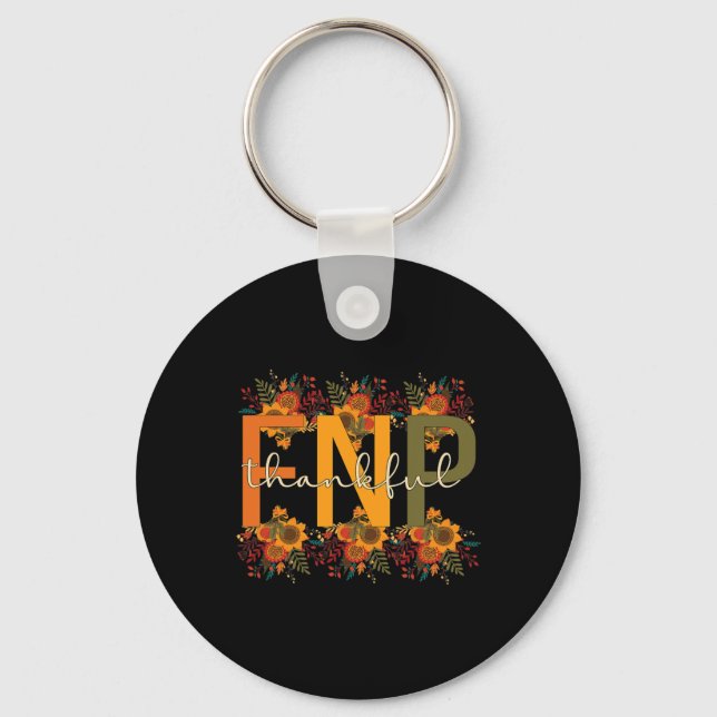 Thankful FNP Thanksgiving Family Nurse Practitione Keychain (Front)