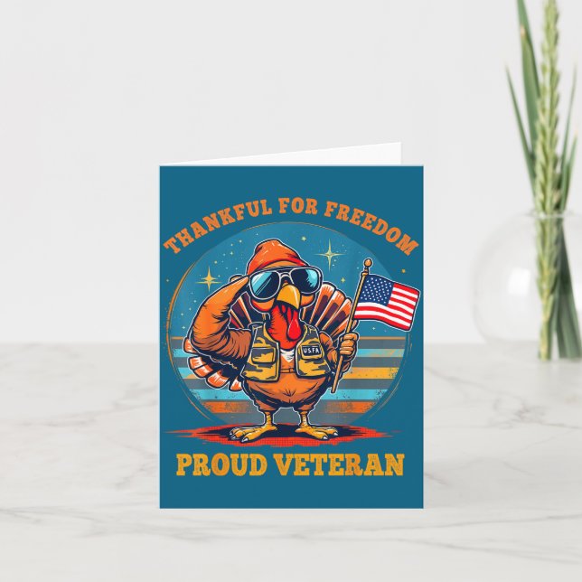 Thankful For Dom – Proud American Veteran Thanksgi Card (Front)