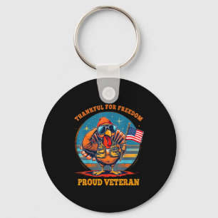 Thankful For Dom – Proud American Veteran Thanksgi Keychain