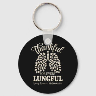 Thankful For Every Lungful Lung Cancer Awareness Keychain